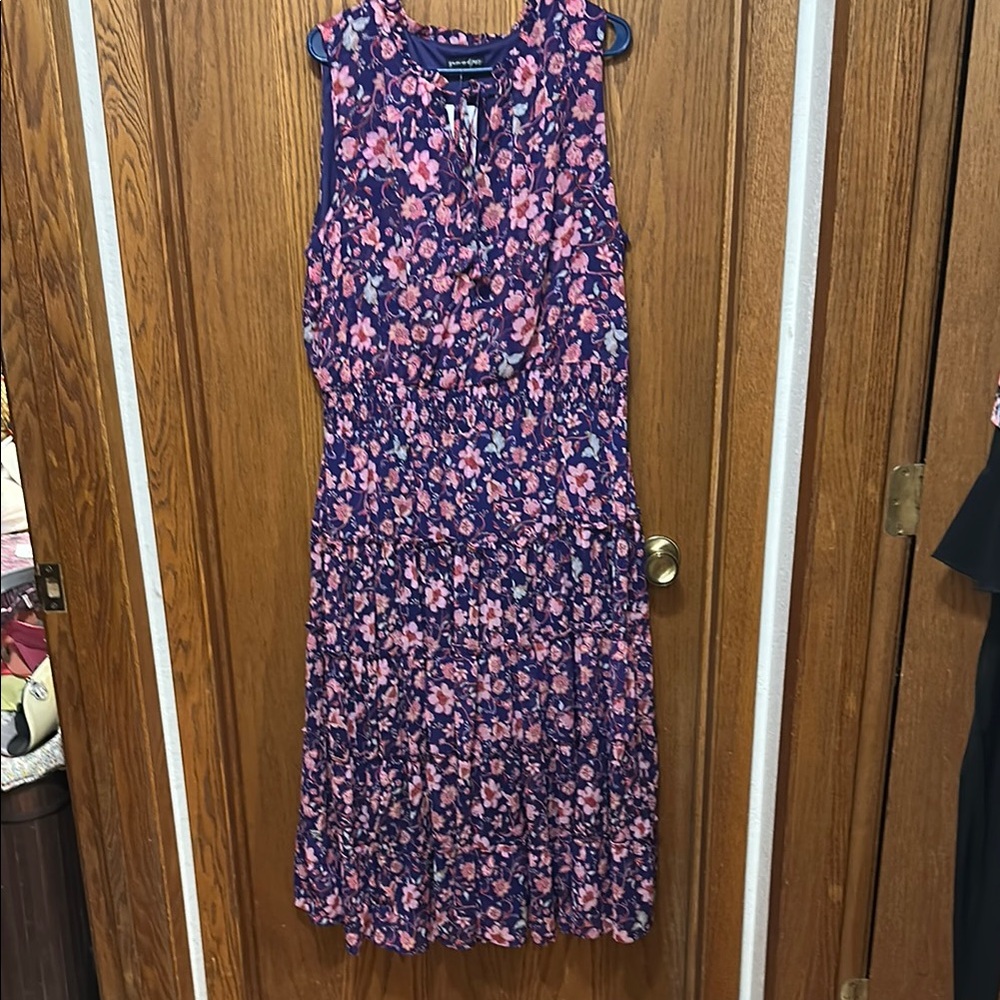 Floral Sleeveless Dress - Purple, fuchsia and mint.